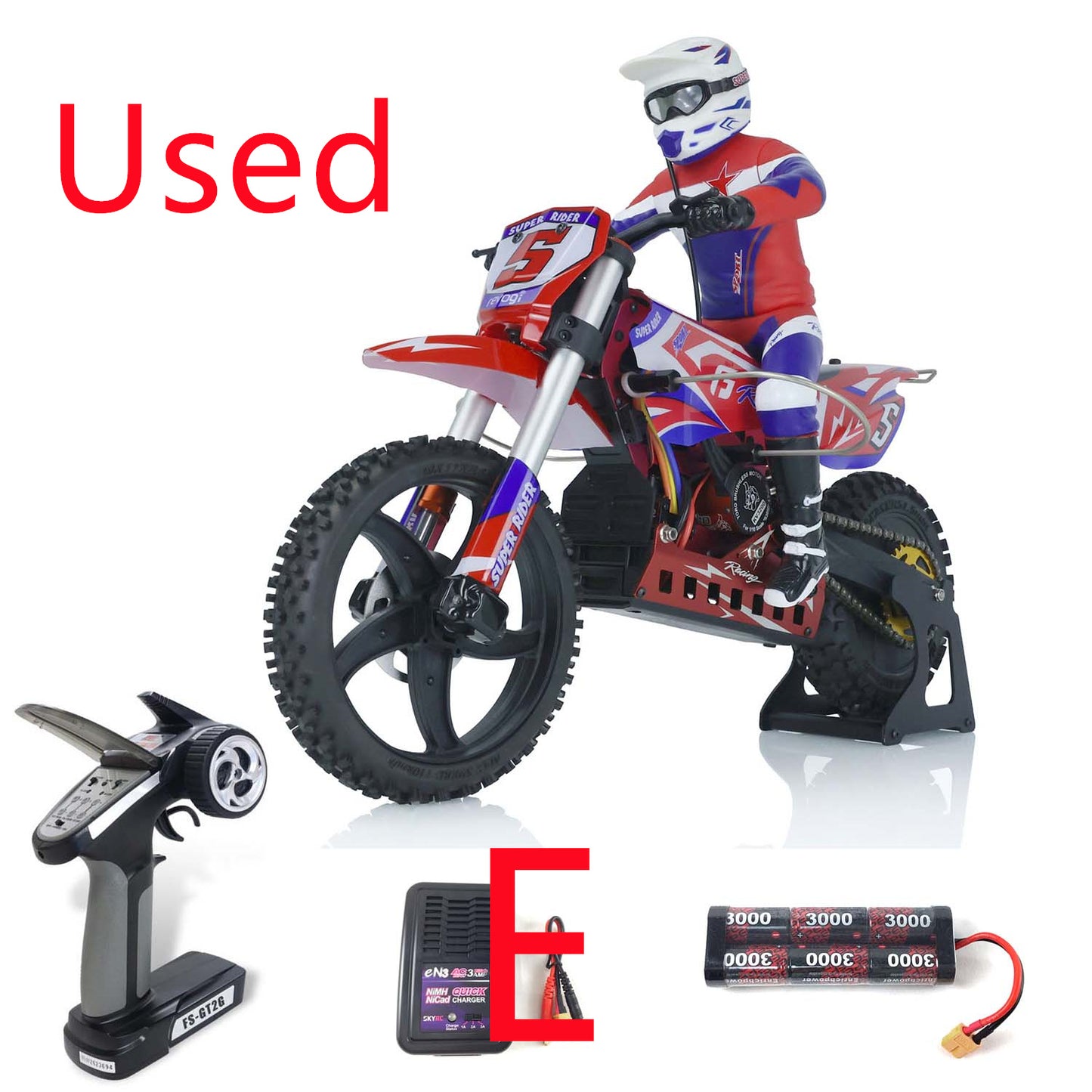 US Stock Second Hand Skyrc Super Rider SR5 1/4 Scale Red Ready to Go Remote Control Motor Bike Model Balance Battery