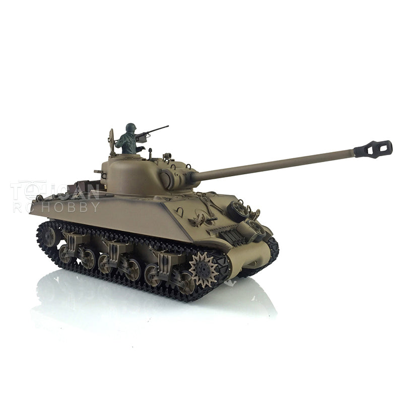 CN Stock Second-hand 85%New Henglong 1/16 Customized 7.0 M4A3 Sherman RC Tank 3898 Barrel Recoil 360 Metal