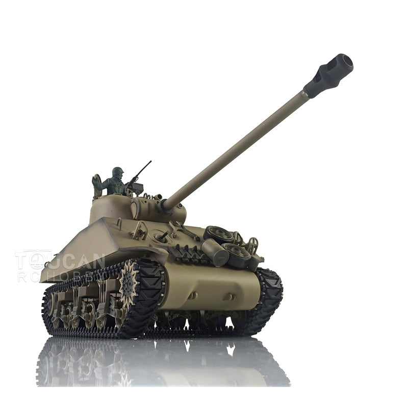 CN Stock Second-hand 85%New Henglong 1/16 Customized 7.0 M4A3 Sherman RC Tank 3898 Barrel Recoil 360 Metal