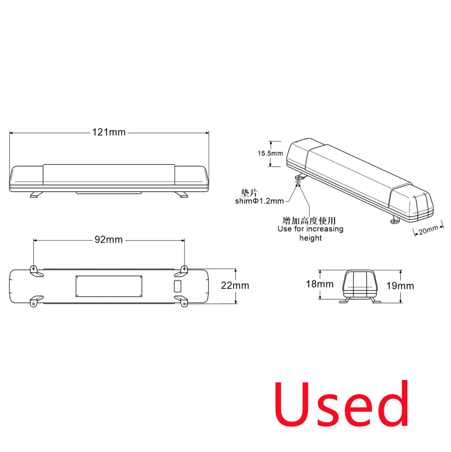 US Stock CabRotating Lights LED Warning Roof Lamp for TAMIYA 1/14 LESU RC Tractor Truck Loaders Digger Upgrade