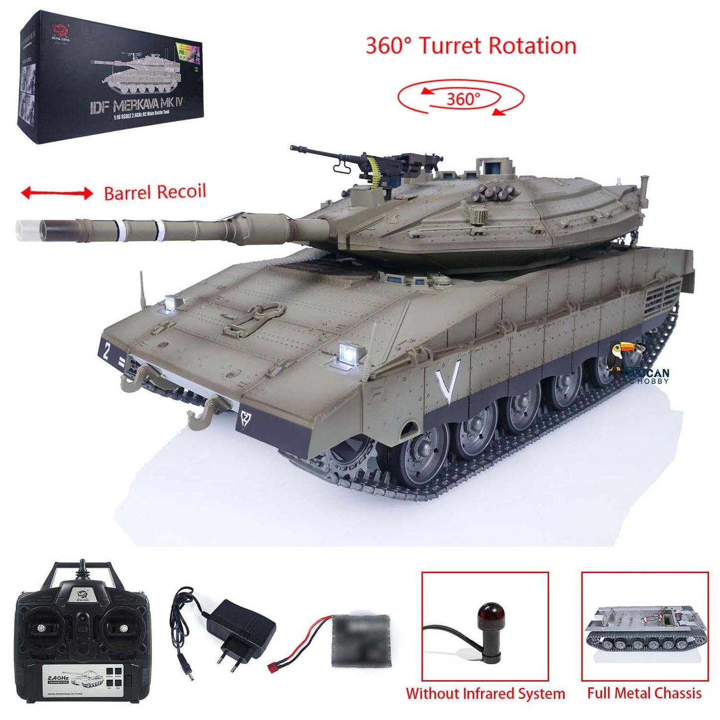 CN Stock 1/16 Heng Long RC Battle Tank IDF Merkava MK IV 3958 Full Metal Chassis With TK16 Main Board SWB System I6S Controller RTR