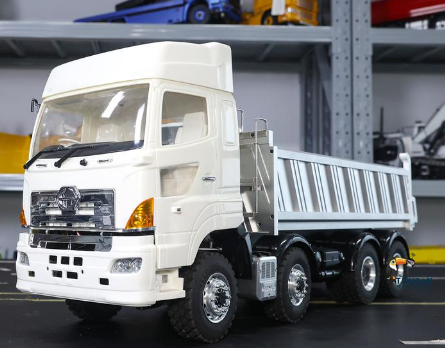 CN Stock Second-hand 85%New LESU 1/14 RC Hino700 8*8 All-wheel Drive Metal Hydraulic Dumper Truck Model ESC